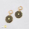 PAIR OF FILIGREE MEDALLION DANGLE 316L SURGICAL STEEL HUGGIE/HOOP EARRINGS 